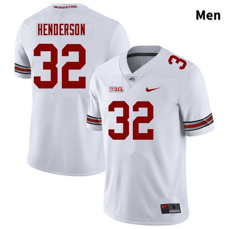 Men's Ohio State Buckeyes #32 TreVeyon Henderson White Authentic College Stitched Football Jersey 23WV048SQ